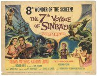 3w185 7th VOYAGE OF SINBAD TC '58 Kerwin Mathews, Ray Harryhausen classic, cool fantasy art!