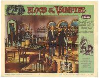 3w230 BLOOD OF THE VAMPIRE LC #2 '58 far shot of Donald Wolfit & Victor Maddern in laboratory!