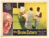 3w231 BRAIN EATERS LC #3 '58 Edwin Nelson & man standing by guy on operating table, cool border art!