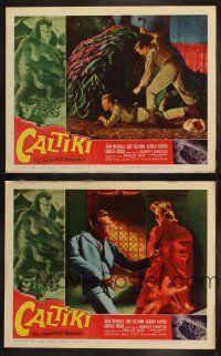 3w173 CALTIKI THE IMMORTAL MONSTER 2 LCs '60 includes cool monster attack special effects scene!