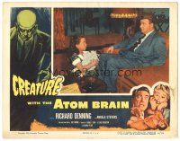 3w241 CREATURE WITH THE ATOM BRAIN LC '55 c/u of little girl staring at zombie S. John Launer!