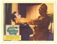 3w244 CURSE OF THE MUMMY'S TOMB LC '64 great close up of the bandaged monster choking guy!