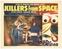 3w280 KILLERS FROM SPACE LC #4 '54 close up of Peter Graves & bug-eyed man in laboratory!