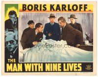 3w286 MAN WITH NINE LIVES LC #7 R47 Pryor & Bennett watch Karloff bring witness back to life!