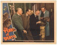 3w296 PEARL OF DEATH LC '44 Basil Rathbone as Sherlock, Nigel Bruce & Dennis Hoey examine huge pearl