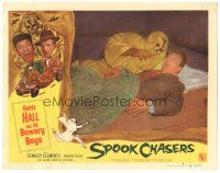 3w311 SPOOK CHASERS LC '57 close up of wacky scared Huntz Hall with the monster in his bed!