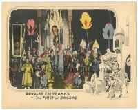 3w204 THIEF OF BAGDAD LC '24 Douglas Fairbanks & most of cast in cool costumes by wild set!