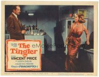 3w319 TINGLER LC #3 '59 William Castle, Vincent Price holding gun on sexy Patricia Cutts!