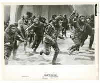 3w425 PLANET OF THE APES 8.25x10 still '68 gorilla militia men pursue Charlton Heston!