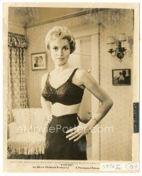 3w426 PSYCHO 8.25x10 still '60 close up of sexy Janet Leigh wearing only bra & slip, Hitchcock!