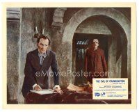 3w390 EVIL OF FRANKENSTEIN color English FOH LC '64 c/u of Peter Cushing w/ monster in background!