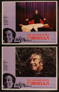 3w128 SATANIC RITES OF DRACULA 8 LCs '74 vampire Christopher Lee, Peter Cushing as Van Helsing!