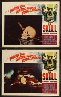 3w132 SKULL 8 LCs '65 Peter Cushing, great horror images, based on a story by Robert Bloch!