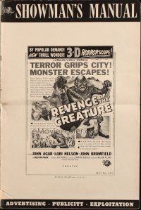 3w369 REVENGE OF THE CREATURE pressbook '55 lots of 3-D ads & info about both releases!