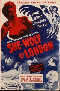 3w371 SHE-WOLF OF LONDON pressbook R51 cool different monster images, Universal horror!