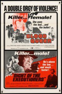 3x110 BLOOD QUEEN/NIGHT OF THE EXECUTIONERS 1sh '73 double feature orgy of violence!