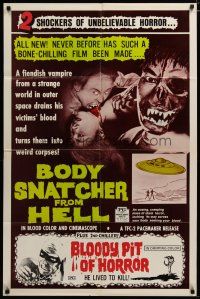 3x120 BODY SNATCHER FROM HELL/BLOODY PIT OF HORROR 1sh '70s two shockers of unbelievable horror!