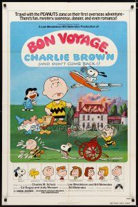 3x123 BON VOYAGE CHARLIE BROWN 1sh '80 Charles M. Schulz, Snoopy & the Peanuts Gang!