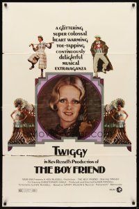 3x127 BOY FRIEND 1sh '71 cool art of sexy Twiggy by Dick Ellescas, directed by Ken Russell!