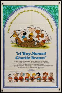 3x128 BOY NAMED CHARLIE BROWN 1sh '70 baseball art of Snoopy & the Peanuts by Charles M. Schulz!