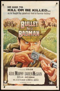 3x141 BULLET FOR A BADMAN int'l 1sh '64 cowboy Audie Murphy is framed for murder by Darren McGavin!