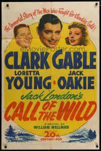 3x152 CALL OF THE WILD 1sh R43 Clark Gable & Loretta Young in Jack London story!