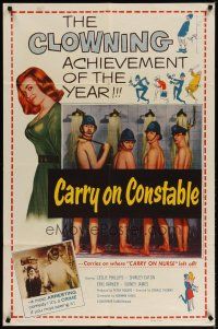 3x158 CARRY ON CONSTABLE 1sh '61 wacky image of naked English cops in the shower!