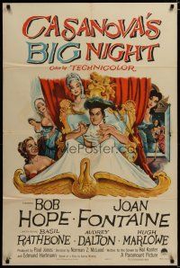 3x159 CASANOVA'S BIG NIGHT 1sh '54 artwork of Bob Hope behind sexy Joan Fontaine w/sword!