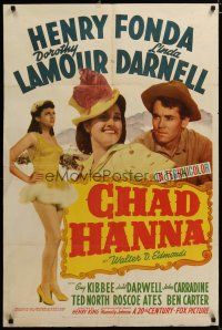 3x164 CHAD HANNA style A 1sh '40 Henry Fonda with beautiful Dorothy Lamour & Linda Darnell!