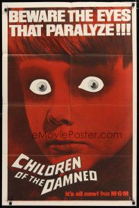 3x173 CHILDREN OF THE DAMNED 1sh '64 beware the creepy kid's eyes that paralyze!
