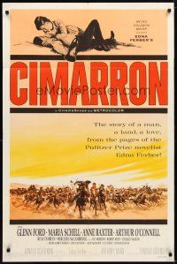 3x175 CIMARRON style B 1sh '60 directed by Anthony Mann, Glenn Ford, Maria Schell, cool artwork!