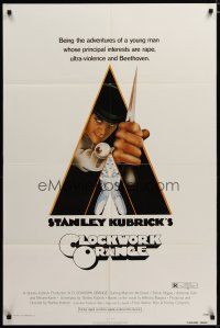 3x178 CLOCKWORK ORANGE r-rated 1sh '72 Stanley Kubrick classic, Castle art of Malcolm McDowell
