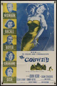 3x180 COBWEB 1sh R62 Richard Widmark, Lauren Bacall, Charles Boyer, Gloria Grahame, Lillian Gish