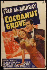 3x182 COCOANUT GROVE style A 1sh '38 great artwork of Fred MacMurray & pre-Ozzie Harriet Hilliard!