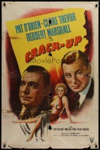 3x198 CRACK-UP style A 1sh '46 Pat O'Brien, sexiest full-length Claire Trevor, Herbert Marshall