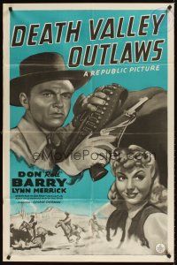 3x215 DEATH VALLEY OUTLAWS 1sh '41 western artwork of cowboy Don 'Red' Barry, Lynn Merrick!