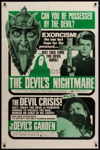 3x226 DEVIL'S NIGHTMARE/IN THE DEVIL'S GARDEN 1sh '72 wacky satanic horror double-feature!