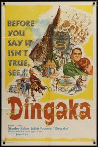 3x228 DINGAKA int'l 1sh '65 Jamie Uys, cool artwork of South African native tribe!