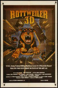 3x231 DOGS OF HELL 1sh '82 awesome 3D artwork of Rottweilers, trained killing machines!