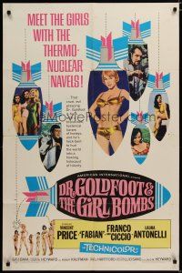 3x234 DR. GOLDFOOT & THE GIRL BOMBS 1sh '66 Mario Bava, Vincent Price & sexy half-dressed babes!