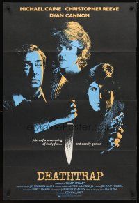 3x217 DEATHTRAP English 1sh '82 cool different art of Chris Reeve, Michael Caine & Dyan Cannon!