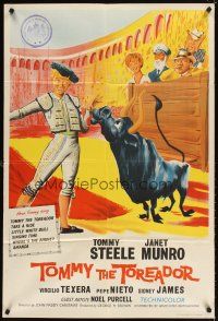 3x871 TOMMY THE TOREADOR English 1sh '59 wacky Tommy Steele with guitar, Janet Munro, bullfighting