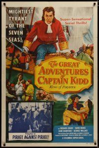 3x331 GREAT ADVENTURES OF CAPTAIN KIDD chapter 9 1sh '53 pirates, swashbuckling super-serial!