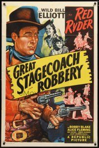 3x335 GREAT STAGECOACH ROBBERY 1sh R49 Wild Bill Elliot in the title role as Red Ryder!