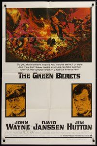 3x337 GREEN BERETS 1sh '68 John Wayne, David Janssen, Jim Hutton, cool Vietnam War art!