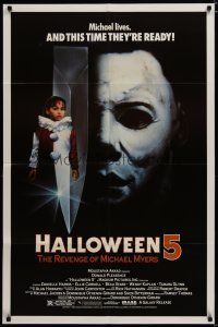 3x341 HALLOWEEN 5 1sh '89 The Revenge of Michael Myers, cool horror image!