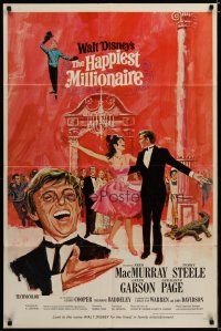 3x342 HAPPIEST MILLIONAIRE style A 1sh '68 Disney, art of Tommy Tommy Steele laughing & dancing!