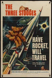 3x348 HAVE ROCKET WILL TRAVEL 1sh '59 wonderful sci-fi art of The Three Stooges in space!