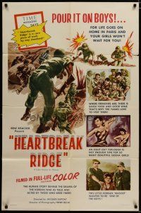 3x352 HEARTBREAK RIDGE 1sh '55 U.S. soldiers in Korea at war & with geisha girls!