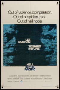 3x353 HELL IN THE PACIFIC 1sh '69 Lee Marvin, Toshiro Mifune, directed by John Boorman!